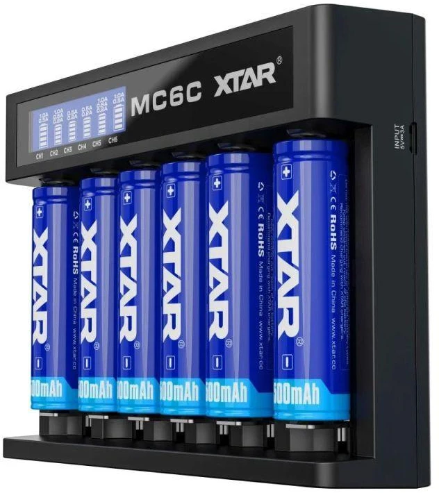 Ličio jonų akumuliatoriaus įkroviklis XTAR MC6C
