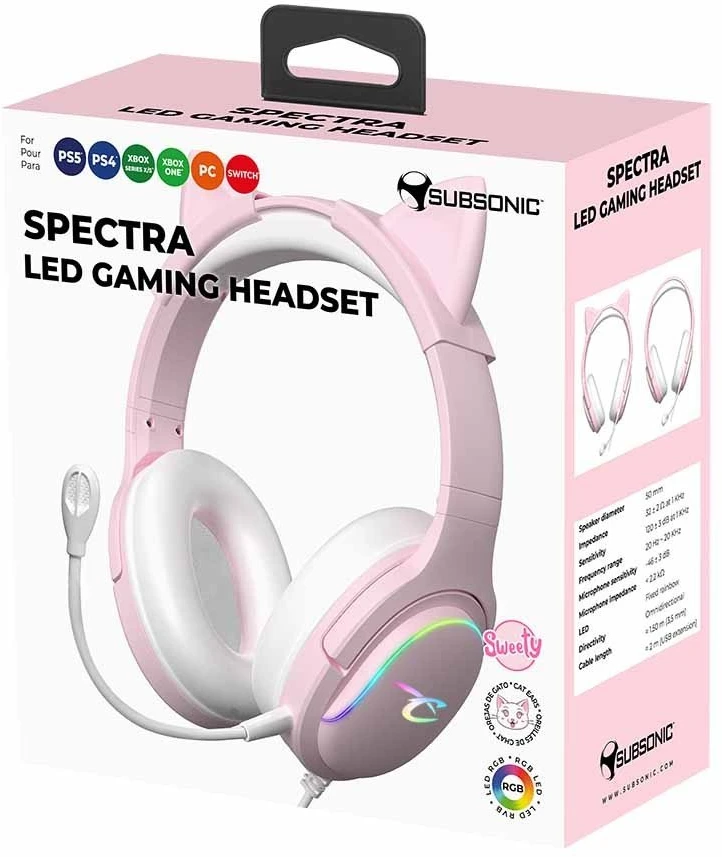 Subsonic Žaidimų ausinės su mikrofonu ir RGB apšvietimu