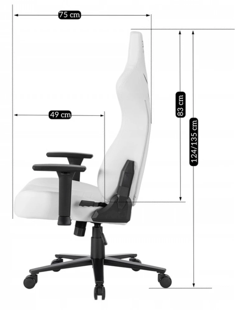 Žaidimų kėdė balta / juoda su TILT mechanizmu – ergonomiška ir stilinga