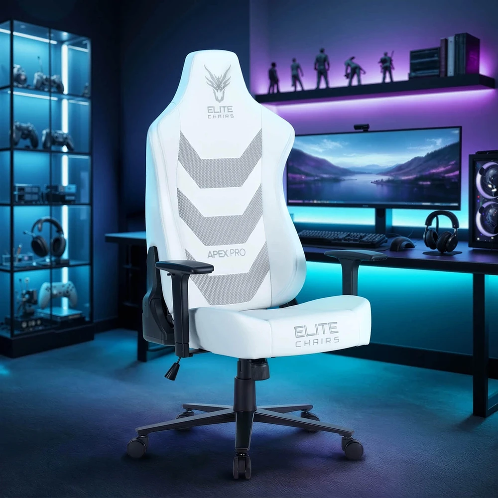 Žaidimų kėdė balta / juoda su TILT mechanizmu – ergonomiška ir stilinga