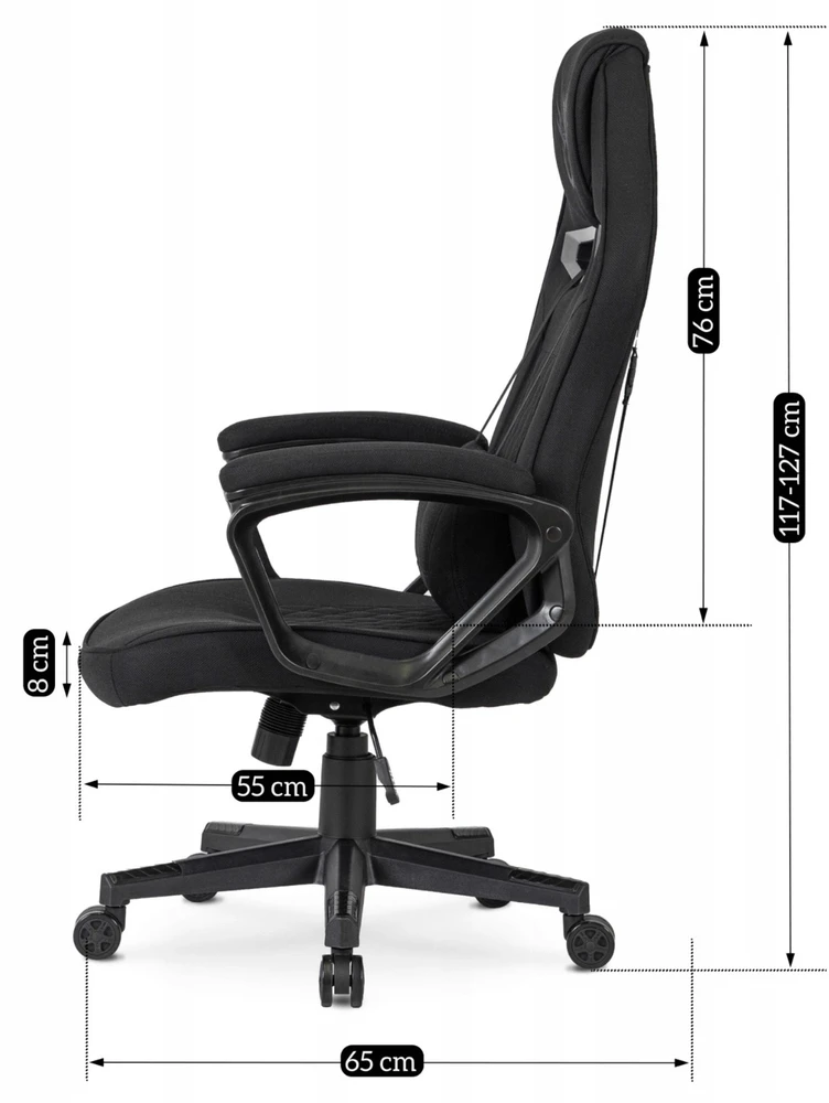 Žaidimų kėdė VIDAL – juoda, su TILT mechanizmu