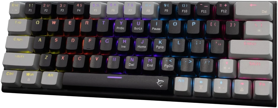 White Shark Klaviatūra žaidimams Baltas Shark Wakizashi Raudona su laidu mechaninė su pašvietimu juoda-pilka