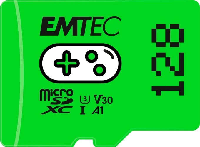 Žaidimų Micro SDXC atminties kortelė UHS-I U3 V30 Emtec, 128 GB, žalia