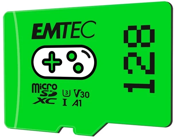 Žaidimų Micro SDXC atminties kortelė UHS-I U3 V30 Emtec, 128 GB, žalia