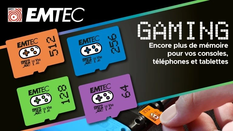 Žaidimų Micro SDXC atminties kortelė UHS-I U3 V30 A1 EMTEC, 256 GB, mėlyna