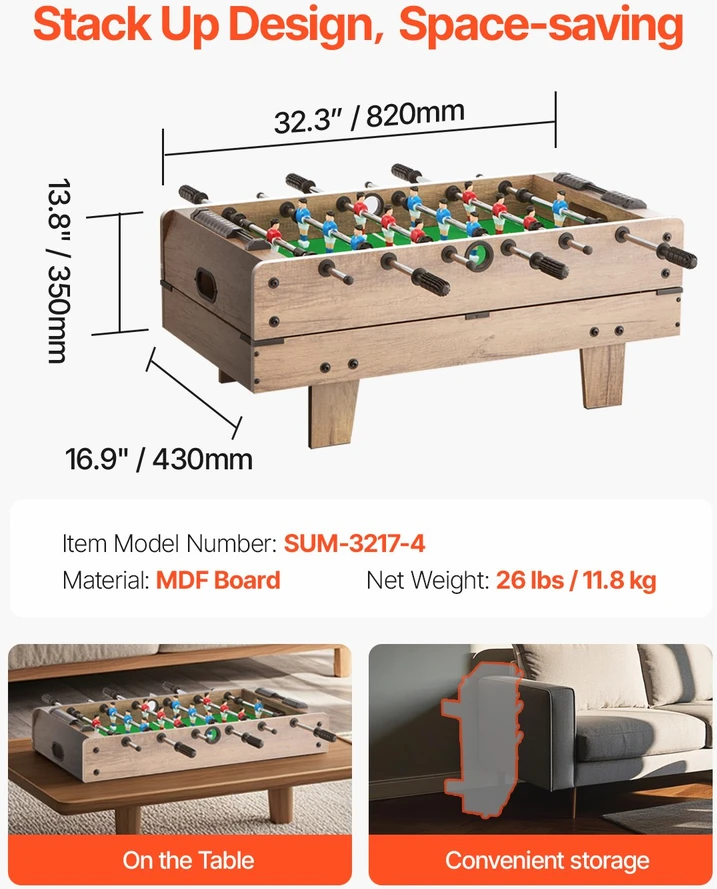 VEVOR 82 cm žaidimų stalas 4-in-1 vaikams