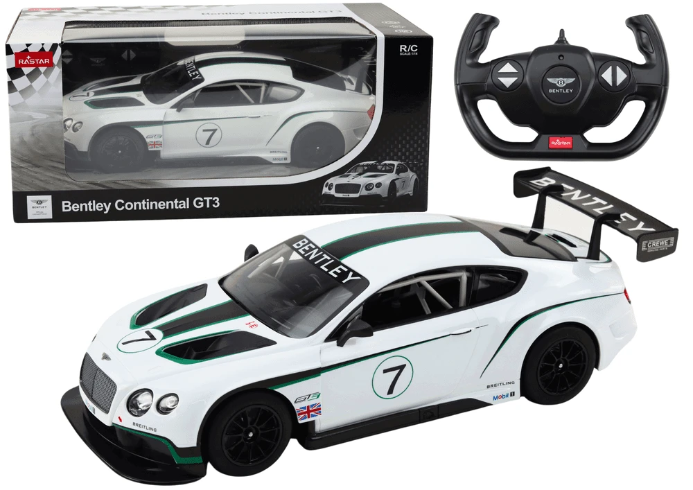 Rastar Nuotoliniu būdu valdomas Bentley Continental GT3 modelis, 1:14, baltas