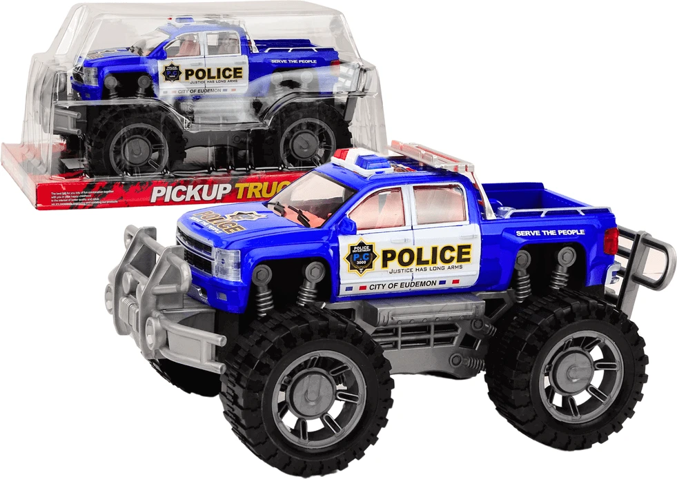 Lean Toys Policijos visureigis su pavara, mėlynas, 31x19x21cm