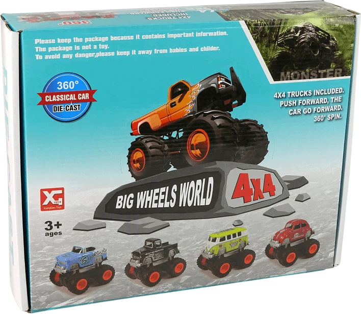 Lean Toys Mašinėlės 4x4 klasikinis didelių ratų modelis