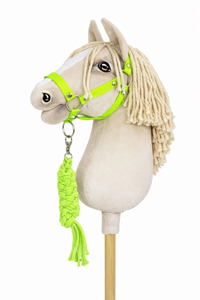 Super Hobby Horse Raitelio komplektas vaikams su pavadėliu, neoninės žalios spalvos
