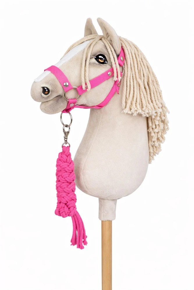 Super Hobby Horse Raitelio žirgelio komplektas vaikams su pavadėliu, tamsiai rožinis