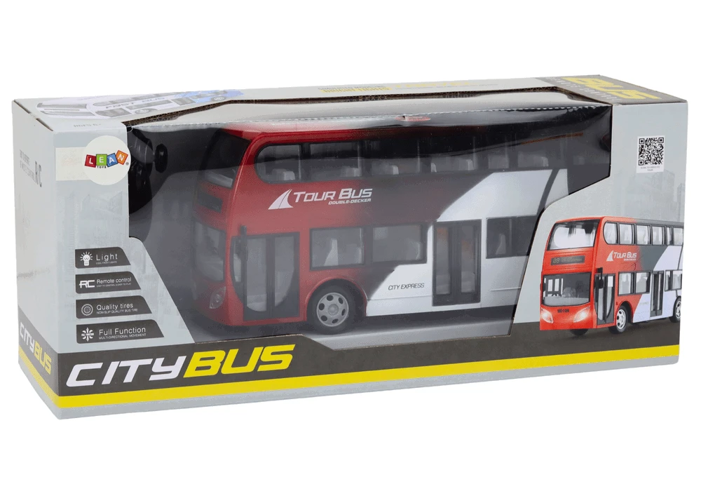 Lean Toys Nuotoliniu būdu valdomas dviaukštis autobusas su šviesomis 29x13.5x7.5 cm