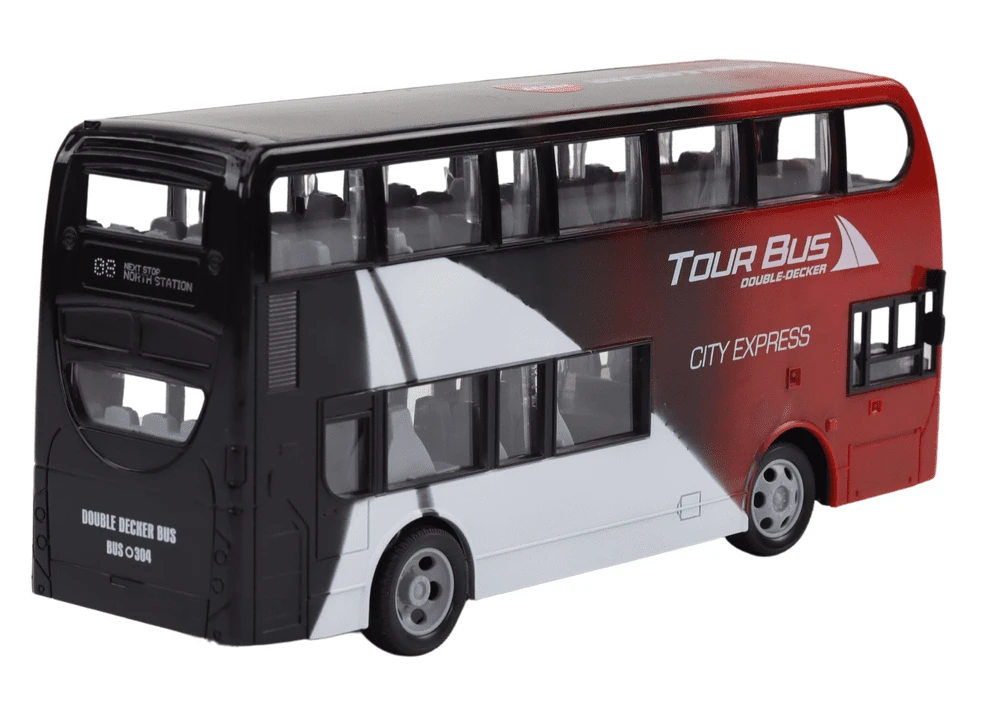 Lean Toys Nuotoliniu būdu valdomas dviaukštis autobusas su šviesomis 29x13.5x7.5 cm