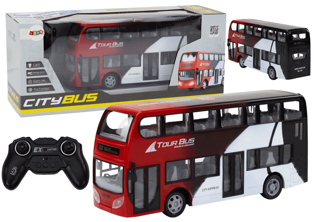 Lean Toys Nuotoliniu būdu valdomas dviaukštis autobusas su šviesomis 29x13.5x7.5 cm
