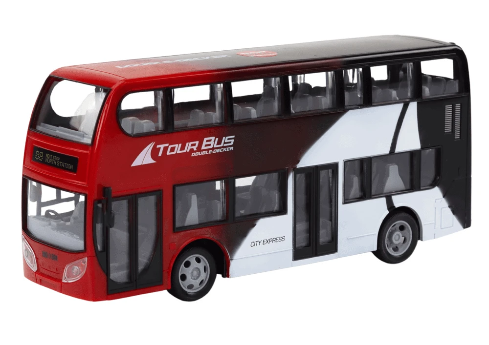 Lean Toys Nuotoliniu būdu valdomas dviaukštis autobusas su šviesomis 29x13.5x7.5 cm