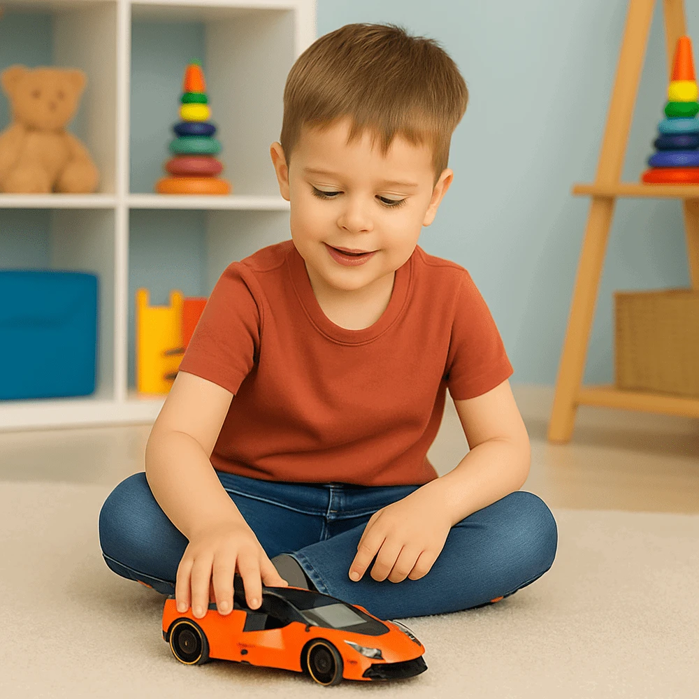 Lean Toys Metalinė sportinė mašina su inercine pavara 1:43 oranžinė