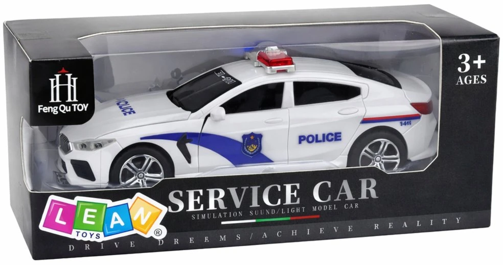 Lean Toys Policijos automobilis baltas