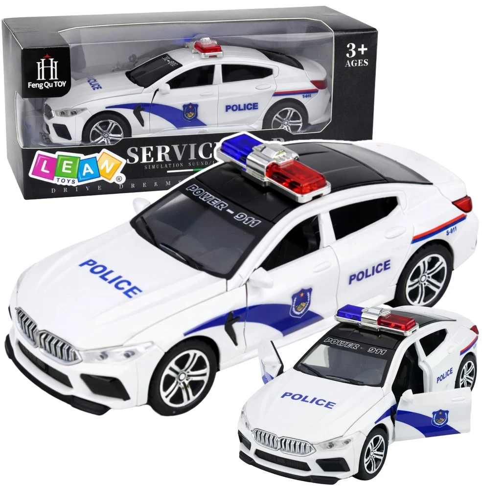 Lean Toys Policijos automobilis baltas