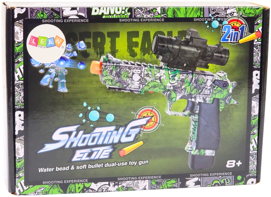 Lean Toys Elektrinis vandens šautuvas su strėlėmis 2in1, žalias