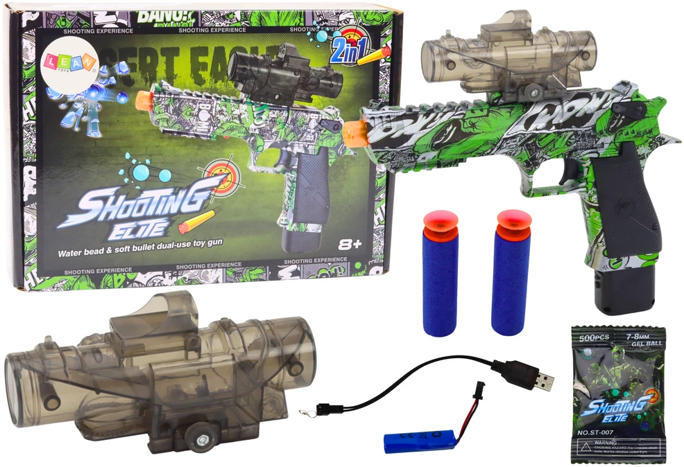 Lean Toys Elektrinis vandens šautuvas su strėlėmis 2in1, žalias