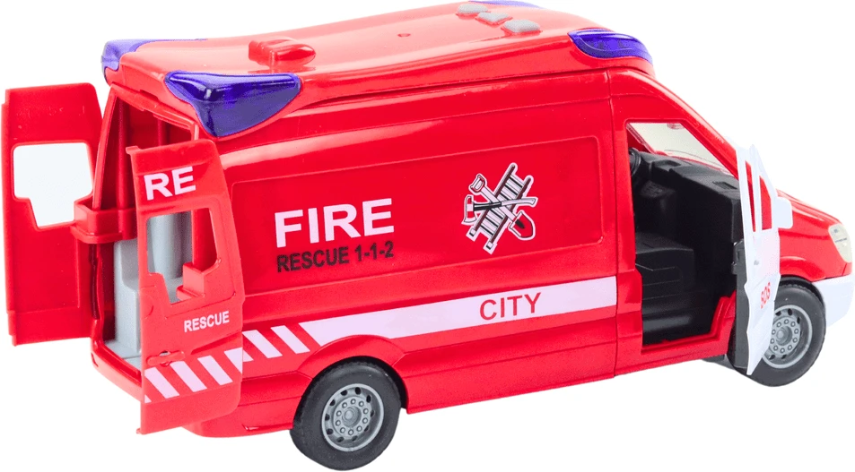Lean Toys Gaisrinė su šviesomis, garsais, atsidarančiomis durimis