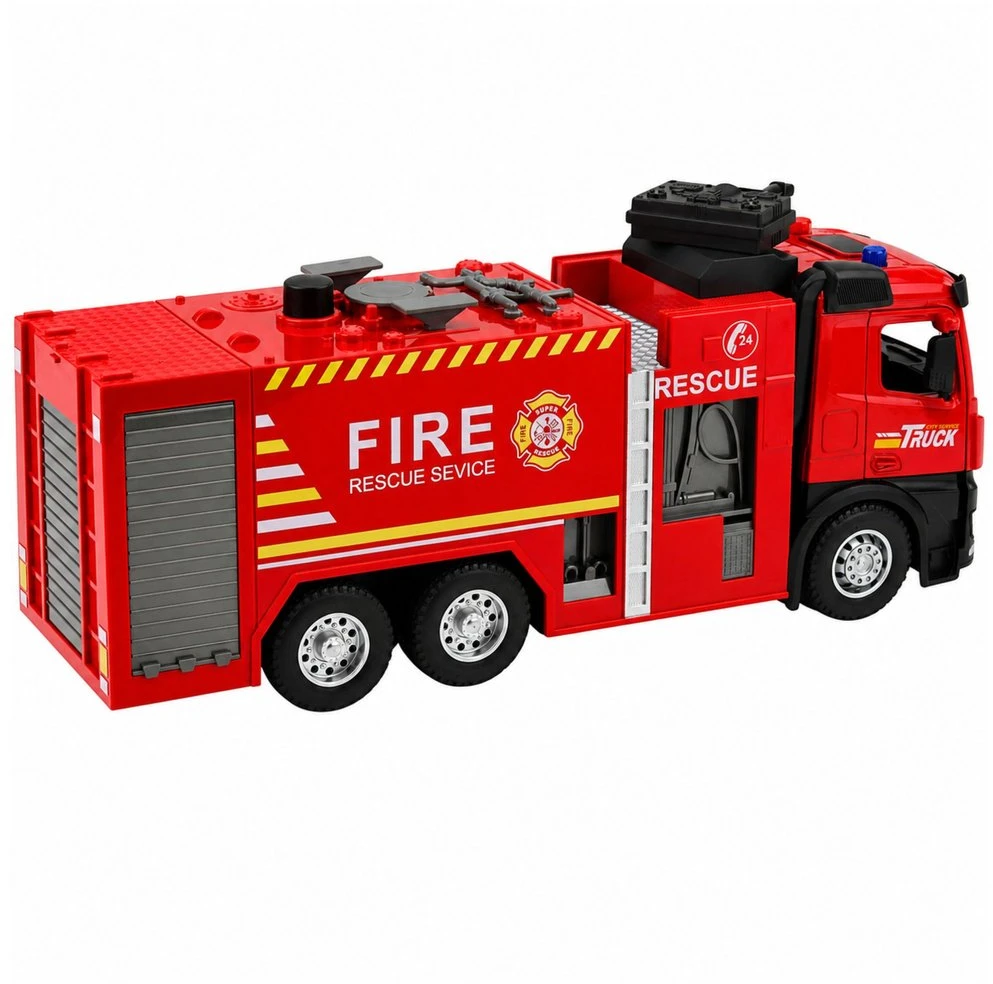 Lean Toys Žaislinis gaisrinis automobilis su vandens purškimo funkcija ir šviesos bei garso efektais, 35,5 × 15 × 9,5 cm