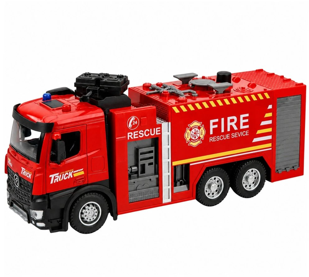 Lean Toys Žaislinis gaisrinis automobilis su vandens purškimo funkcija ir šviesos bei garso efektais, 35,5 × 15 × 9,5 cm