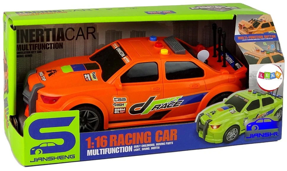 Lean Toys Vaikiškas lenktyninis automobilis su garsais, oranžinis, 1:16