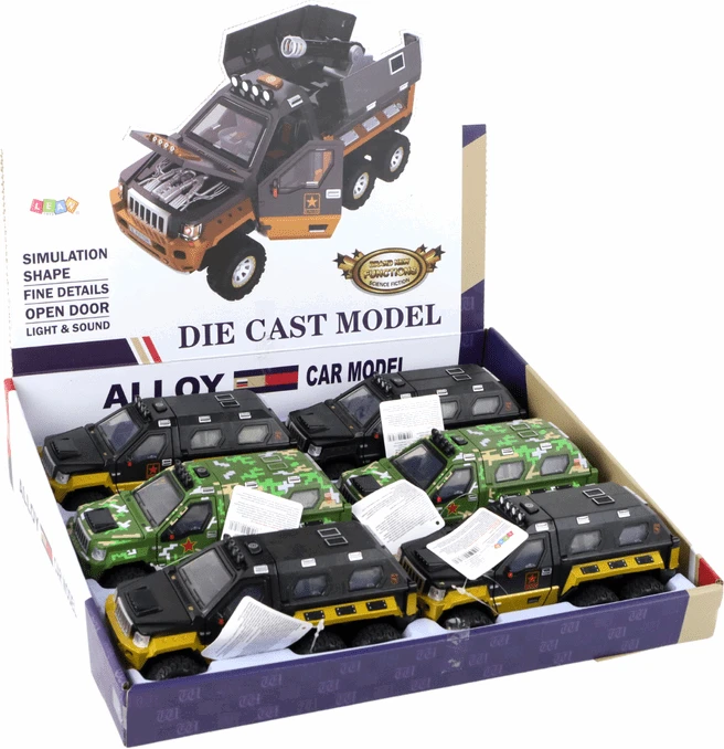 Žaislinis karinis automobilis su patranka viduje Lean Toys, 18x7x9,5 cm, 1 vnt
