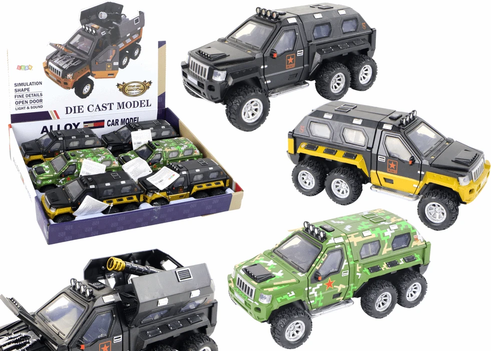 Žaislinis karinis automobilis su patranka viduje Lean Toys, 18x7x9,5 cm, 1 vnt