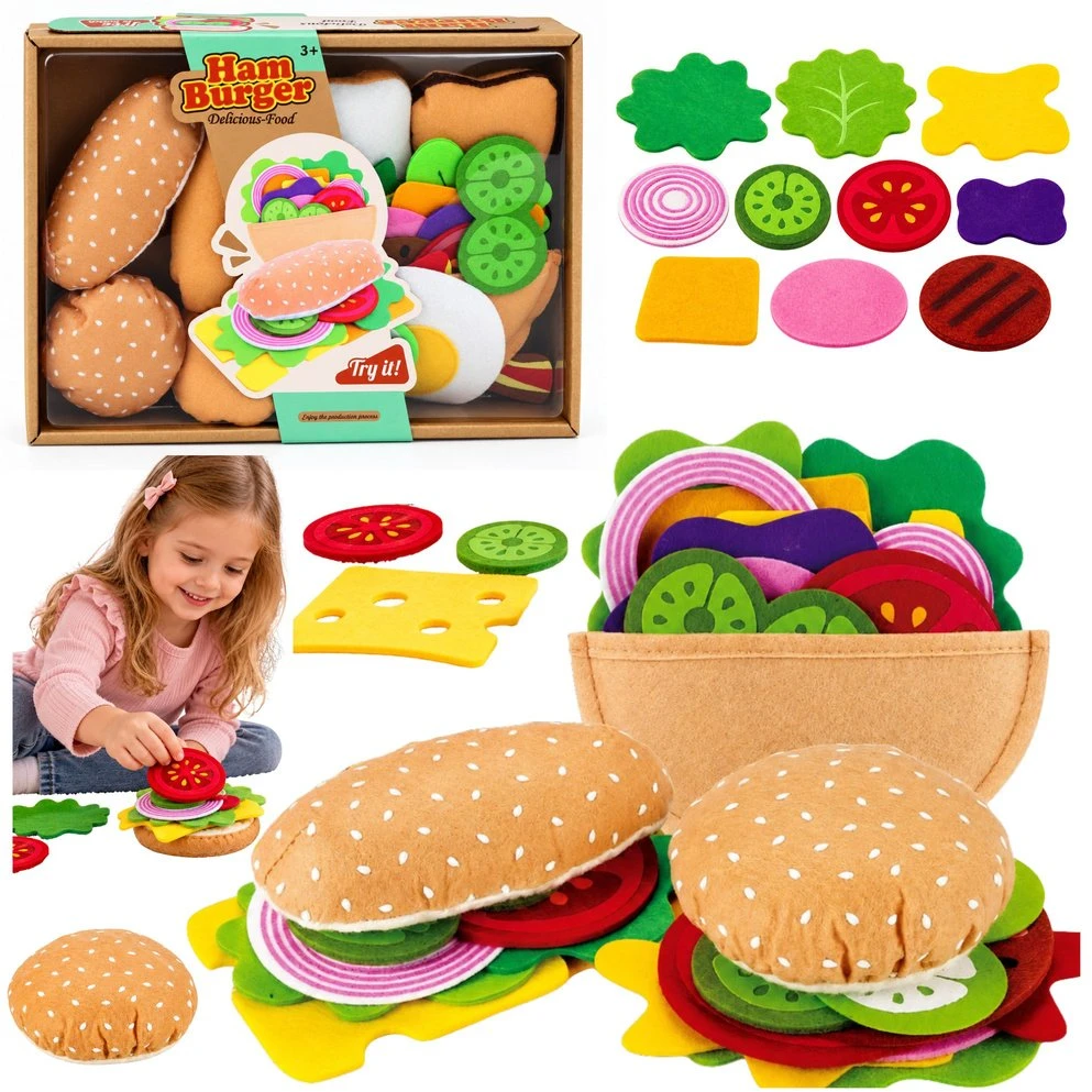 Lean Toys Pliušinis mėsainių ir sumuštinių gaminimo rinkinys, daugiaspalvis, 28 vnt.