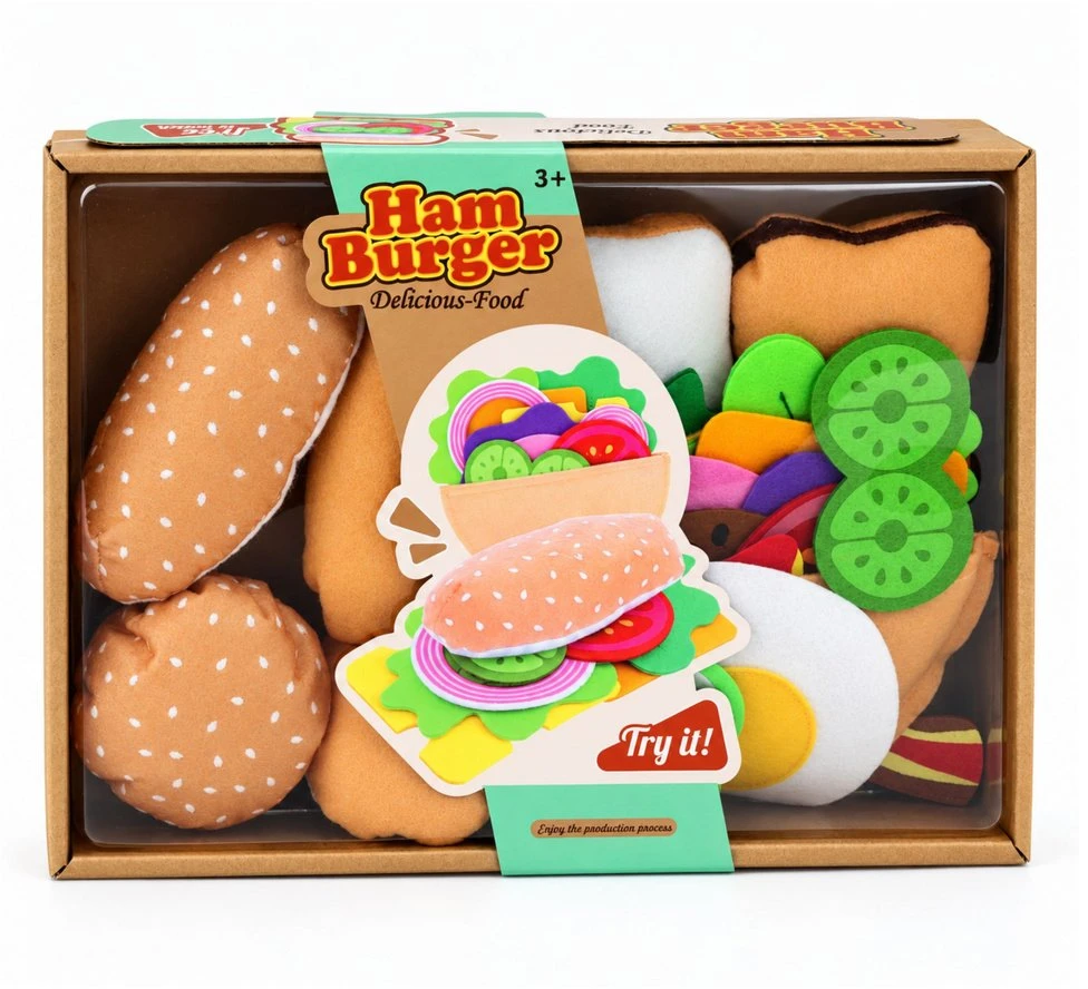 Lean Toys Pliušinis mėsainių ir sumuštinių gaminimo rinkinys, daugiaspalvis, 28 vnt.