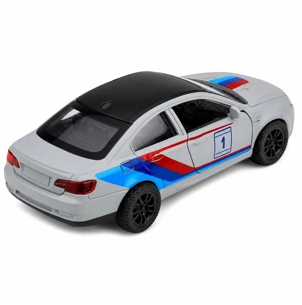 Lean Toys Žaislinis sportinis automobilis su inercine pavara ir atidaromomis durimis, matinis pilkas, 1:32