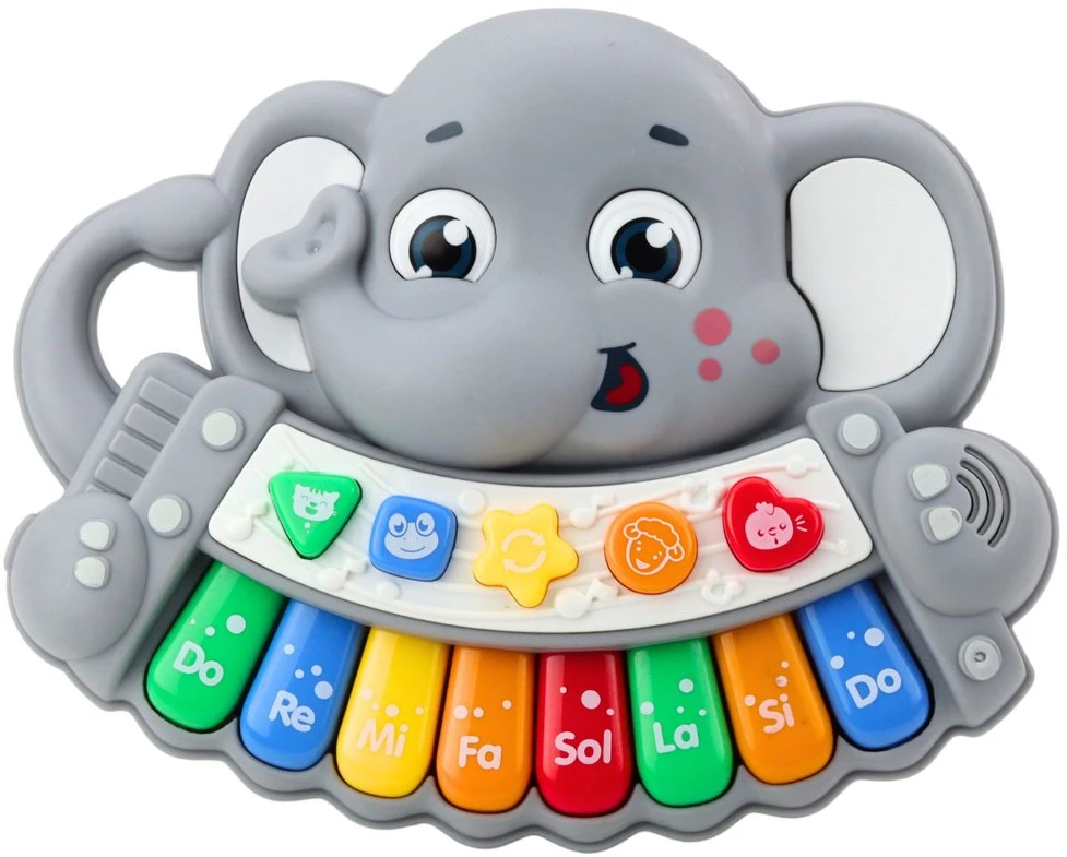 Lean Toys Interaktyvus pilkas drambliuko pianinas