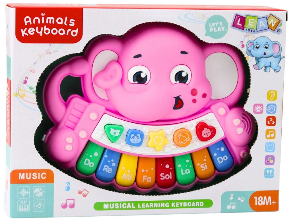 Lean Toys Interaktyvus rožinis drambliuko pianinas