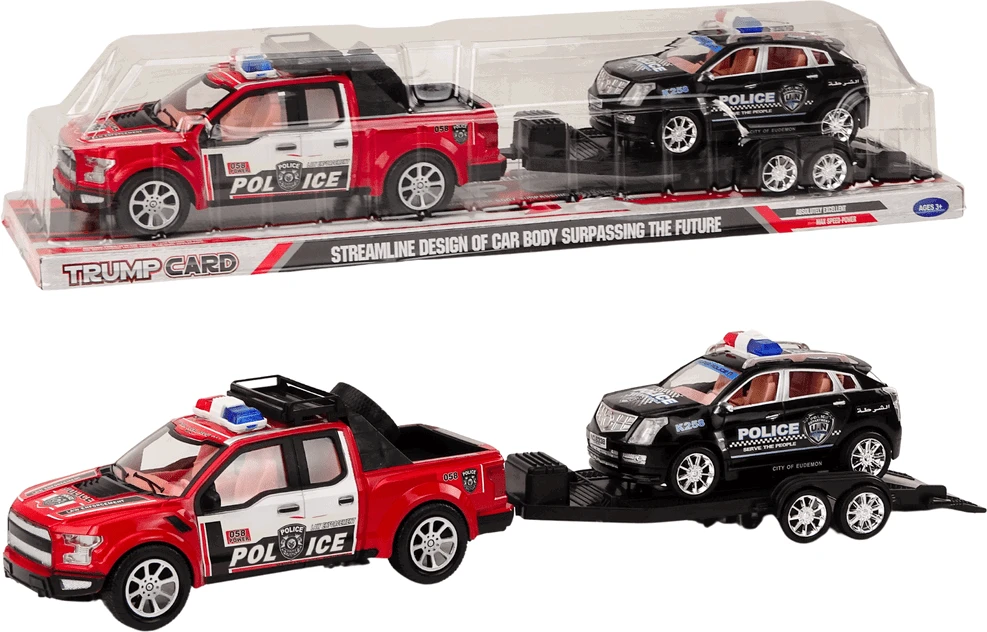 Lean Toys Žaislinis policijos visureigis su priekaba