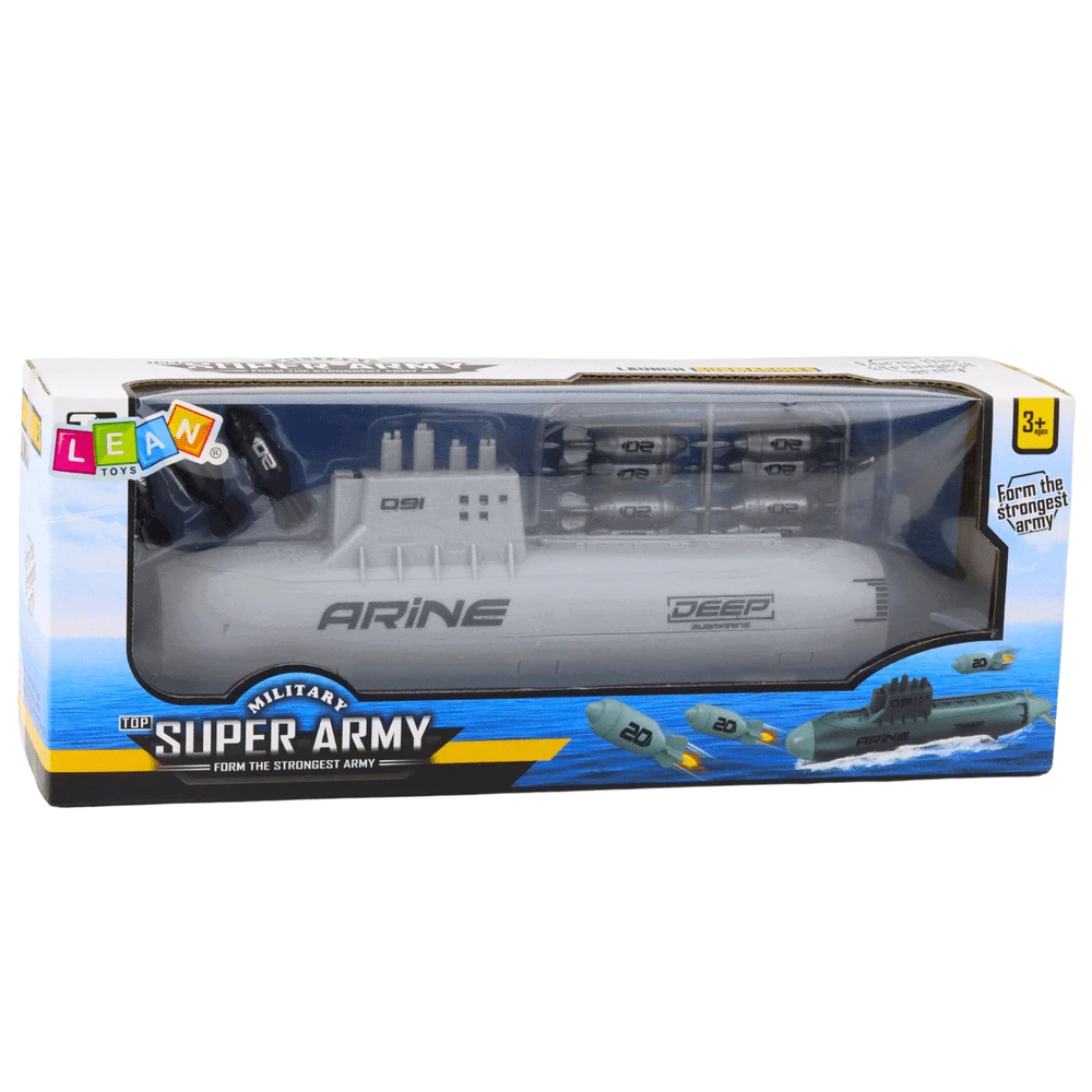 Lean Toys Povandeninis laivas su torpedų mechanizmu, 28 cm