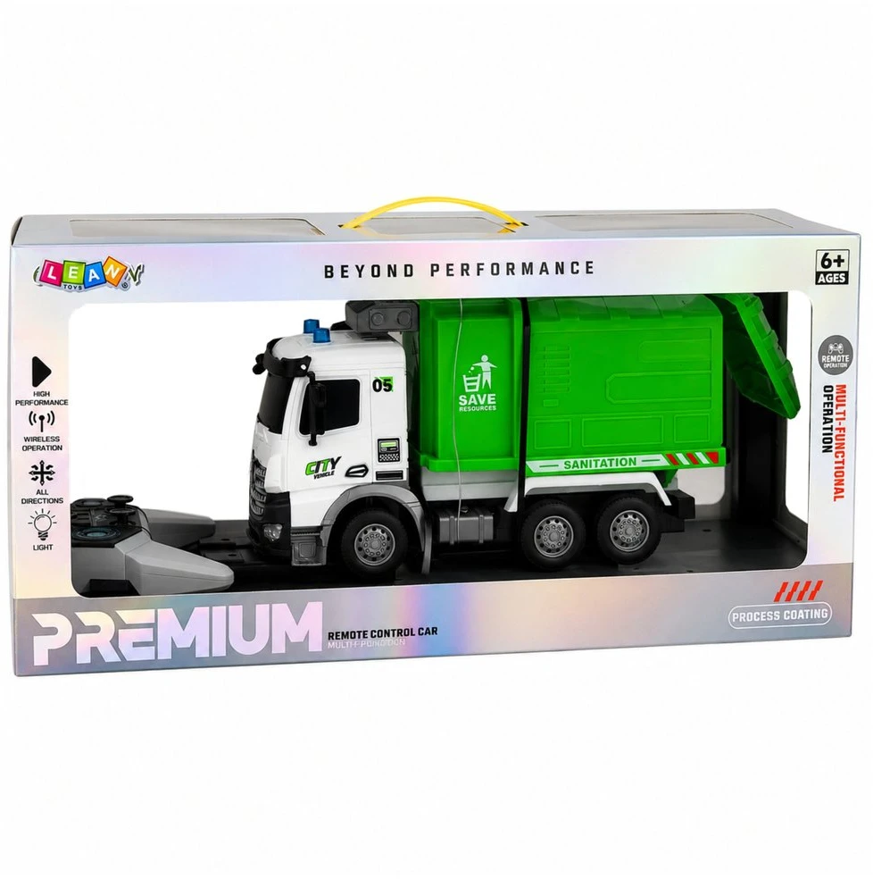 Lean Toys Nuotoliniu būdu valdomas šiukšliavežis 1:14, 2,4 GHz, 30 × 16,5 × 10,5 cm