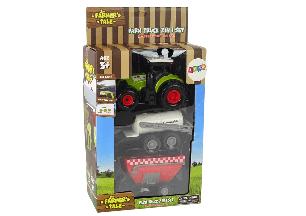 Lean Toys Ūkininko traktorių rinkinys su 2 priekabomis