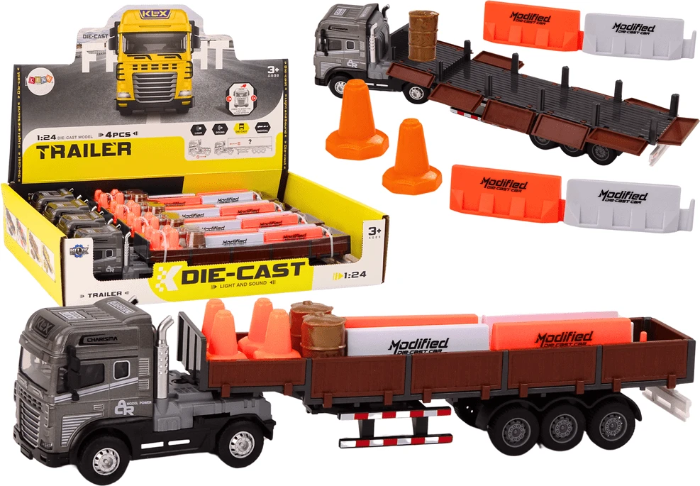 Lean Toys 1:24 Sunkvežimis su Priekaba ir Garso Efektais