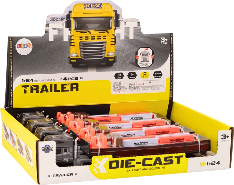 Lean Toys 1:24 Sunkvežimis su Priekaba ir Garso Efektais