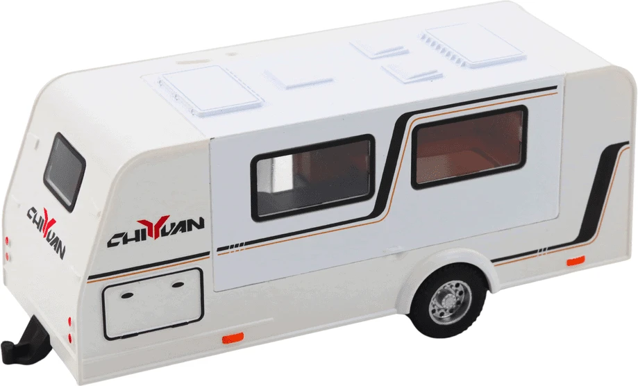 Lean Toys Bekelės Automobilis su Kemperiu Baltas 1:32 – Metalinis Modelis su Šviesomis ir Garsais