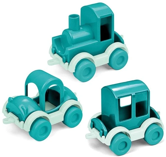 Žaislinių transporto priemonių rinkinys Wader Kid Cars Trio, 10 cm, turkio, mėtų ir baltos spalvos