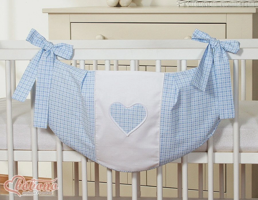 Žaislų maišelis Hanging Hearts, mėlynas languotas