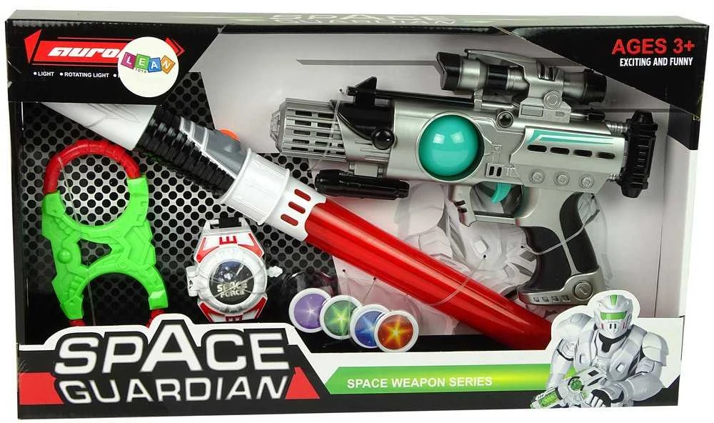 Lean Toys Kosminio Kario Rinkinys su Lazeriniu Pistoletu ir Šviesos Kardu
