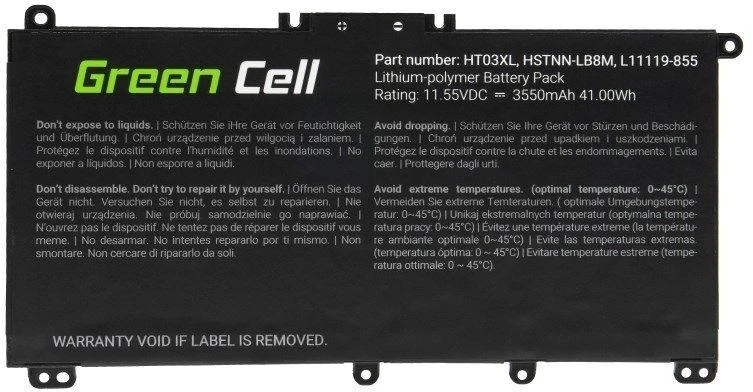 Žalias CELL BATERIJA HP163 HT03XL SKIRTA HP 240 G7 245 G7 250 G7 255 G7, HP 14 15 17, HP PAVILION 14 15 3400MAH 11.4V