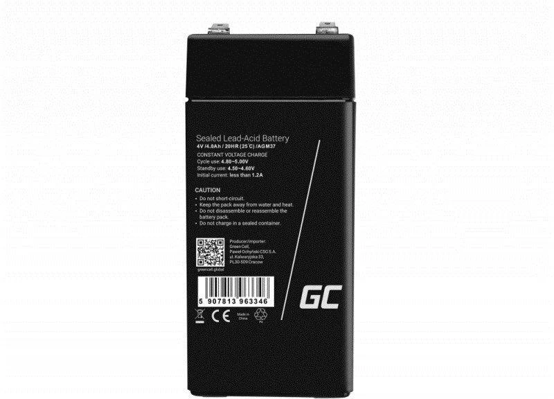 Žalias CELL GEL/AGM akumuliatorius AGM37 4V 4Ah