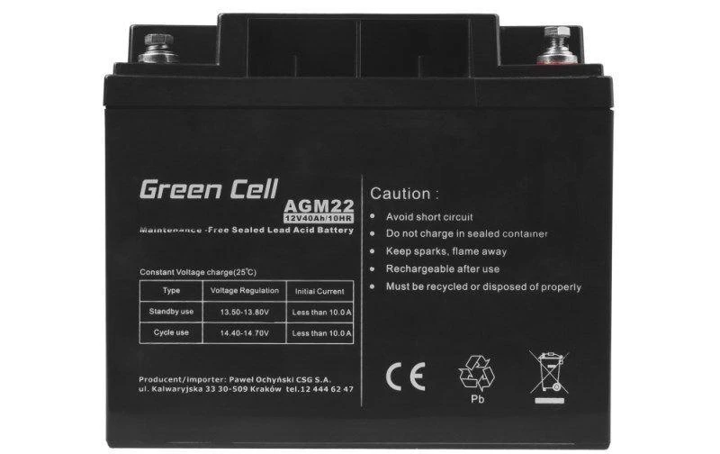 Žalias CELL GEL akumuliatorius AGM22 12V 40AH