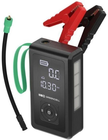 Žalias CELL IŠORINĖ BATERIJA / BOOSTER / AUTOMOBILINIS UŽVEDIKLIS / ORO KOMPRESORIUS POWERBOOST AIR 8000MAH 1000A - SU KOMPRESORIUMI