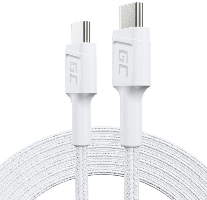 Green Cell Žalias Cell Kabelis Baltas USB-C Type C 2m Žalias Cell PowerStream su greitu įkrovimu Power Delivery 60W, Ultra Charge, Quick Charge 3.0